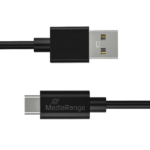 Καλώδιο MediaRange Charge and sync cable, USB 3.2 to USB Type-C plug, 1.8m, black (MRCS182)