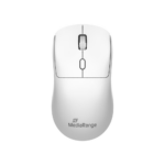 MediaRange Optical 4-Button Wireless Mouse with Scroll-Wheel and DPI-Button, 1.000 - 1.600 dpi, Symmetrical, White (MROS257)