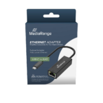 MediaRange USB Type-C® Ethernet Adapter with RJ45 Port, 10/100/1000 Mbps, 20cm, Black (MRCS237) - Image 2