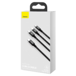 Baseus Rapid Series 3-in-1 cable USB-C For M+L+T 20W 1.5m Black (CAMLT-SC01) (BASCAMLT-SC01) - Image 2