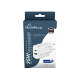 MediaRange 25W GaN Fast Charging Adapter (EU-Plug), 1x USB-C and 1x USB-A, USB-C® Power Delivery and Quick Charge enabled, White) (MRMA112-2) - Image 2
