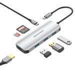 VENTION Type-C to HDMI/USB 3.0*3/SD/TF/PD 100W Docking Station 0.15M Gray Aluminum Alloy Type (TOJHB) (VENTOJHB) - Image 2